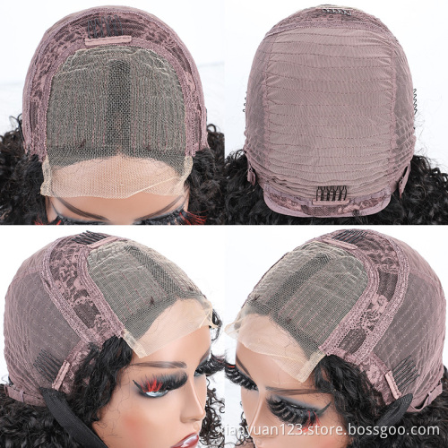 2022 Hot Sale Highlight Virgin Human Hair Wigs HD Lace Front Brazilian 12A Short Bob Wigs Pixie Curl Water Weave Human Hair Wig
